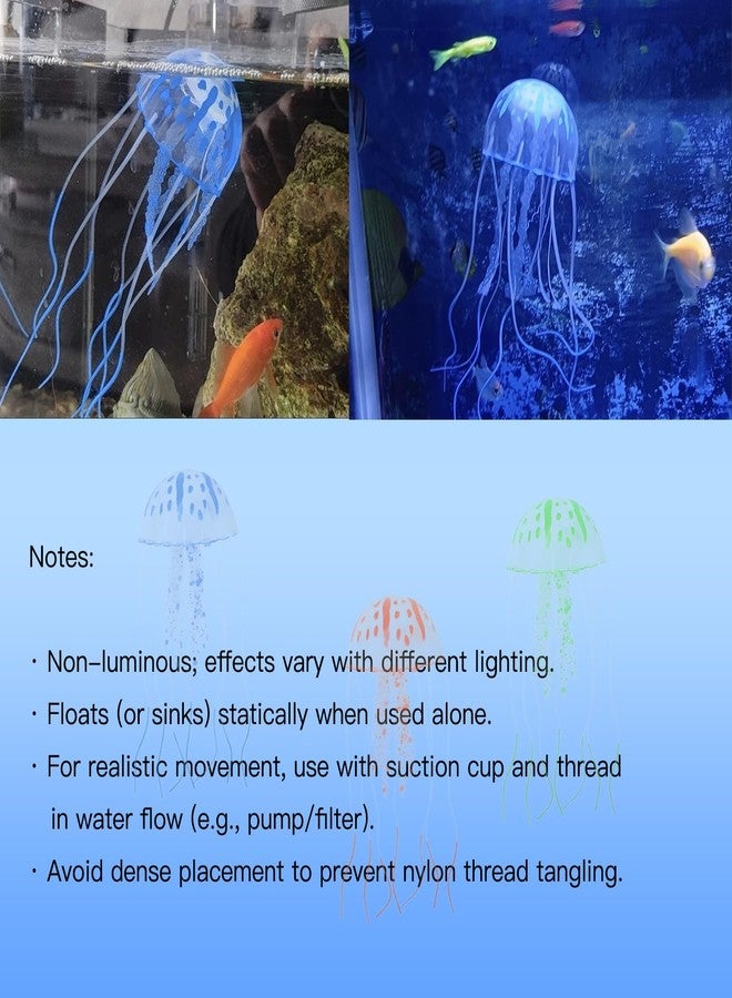 DJDIRY 5 PCS Aquarium Ornaments Soft Silicone Mini Jellyfish Decorations, Floating Artificial Realistic Jellyfish Marine Animal for Large/Small Fish Tank DIY - Image 5